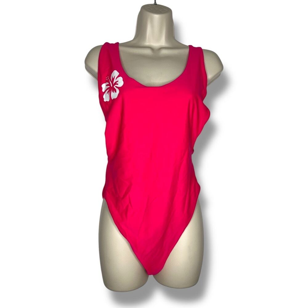 aerie Pink High Cut Scoop One Piece Swimsuit Size Large